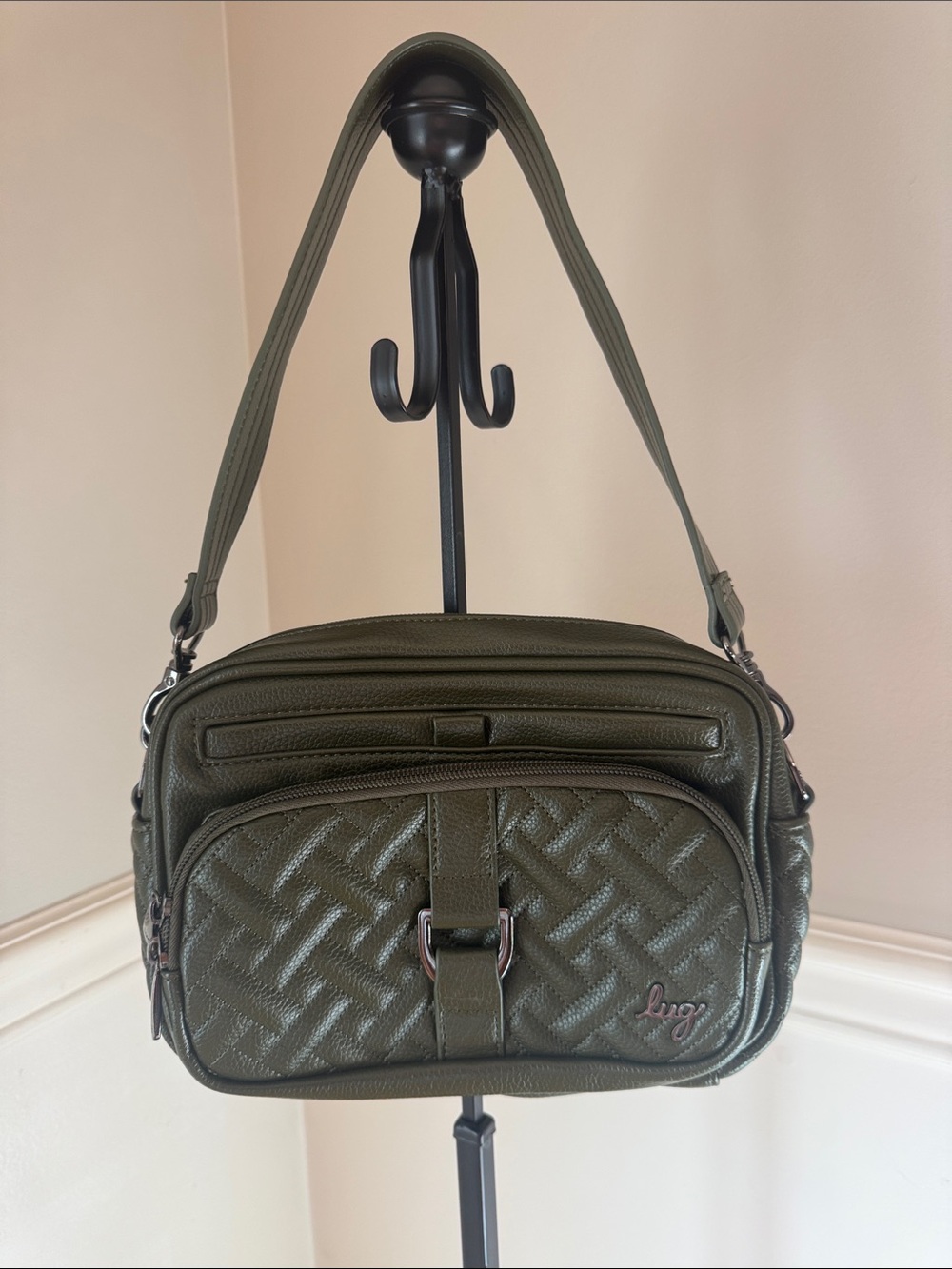 Rare LUG Olive Green Carousel in Classic Vegan Leather Crossbody/ Shoulder Bag